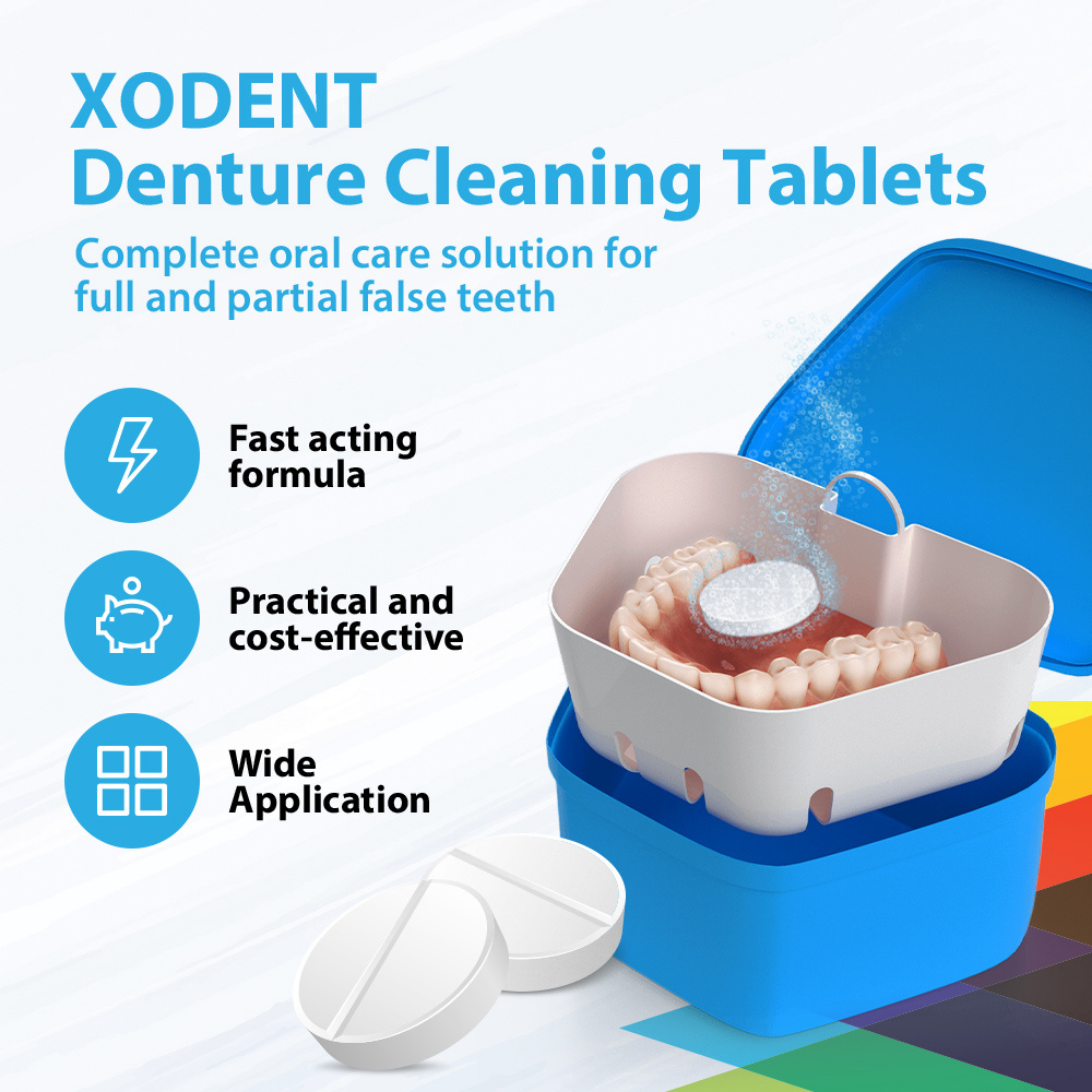 XODENT Denture Cleaning Tablets (180 Tablets) | Denture Wash Tablets